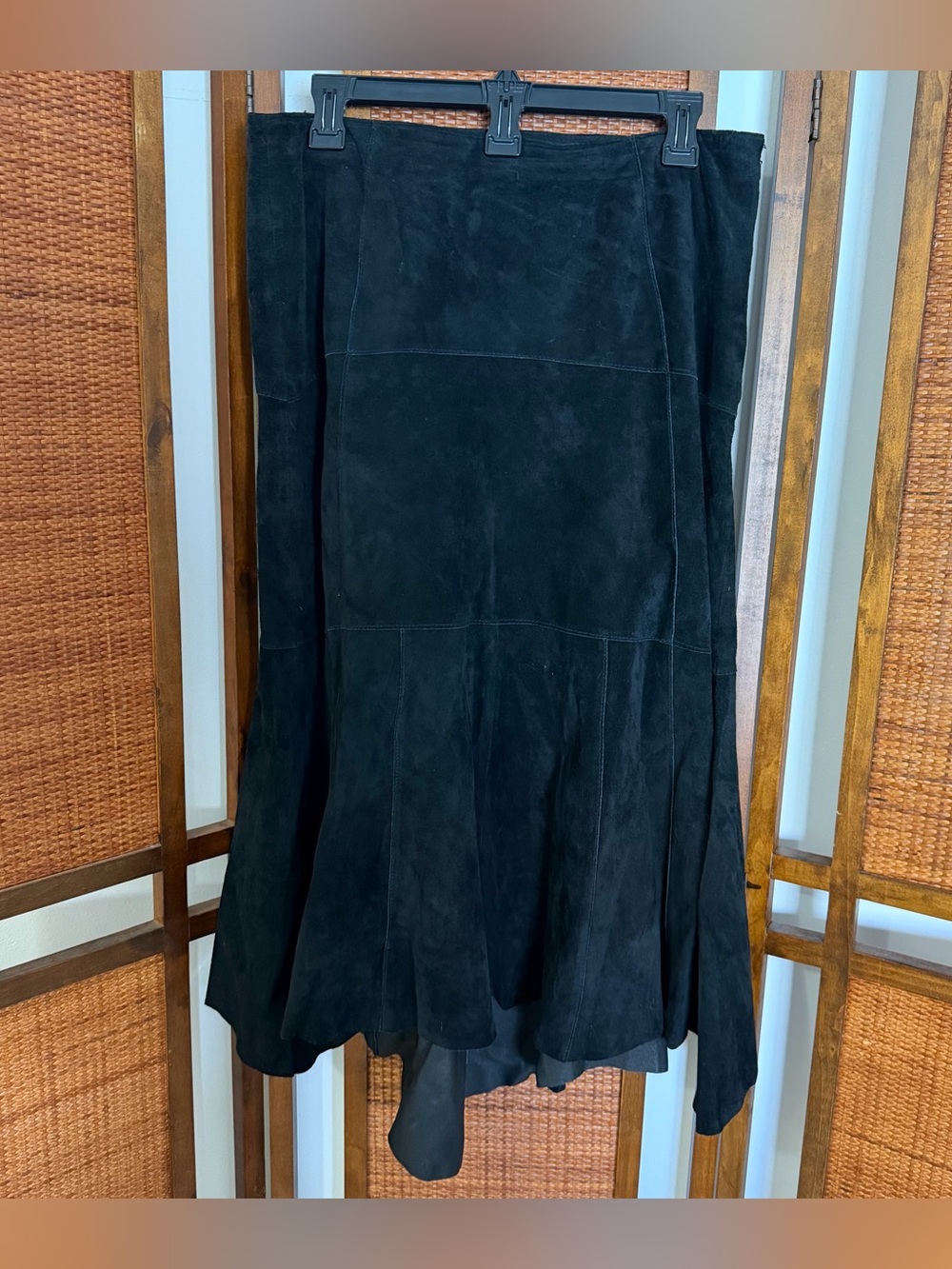 CABi Black Suede Flared Midi Skirt size 8